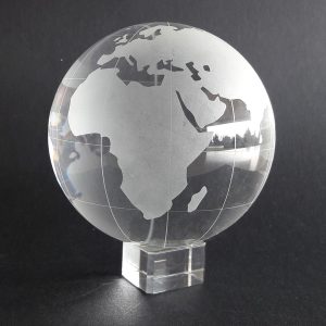 Sfera &Oslash; 100 mm. CRISTALLO EFFETTO MAPPAMONDO