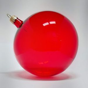 Sfera &Oslash; 80 mm. VETRO SOFFIATO ROSSA CON GANCIO METALLICO
(produzione Italiana)